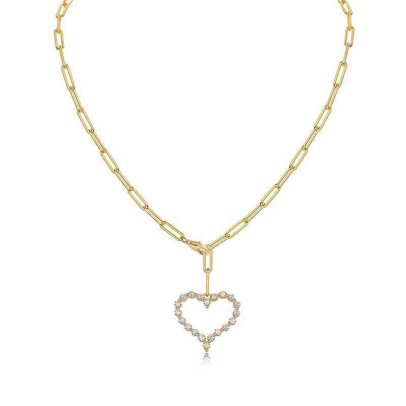 Heart's Wish Moissanite Pendant 925 Sterling Silver Necklace18k Gold-plated
