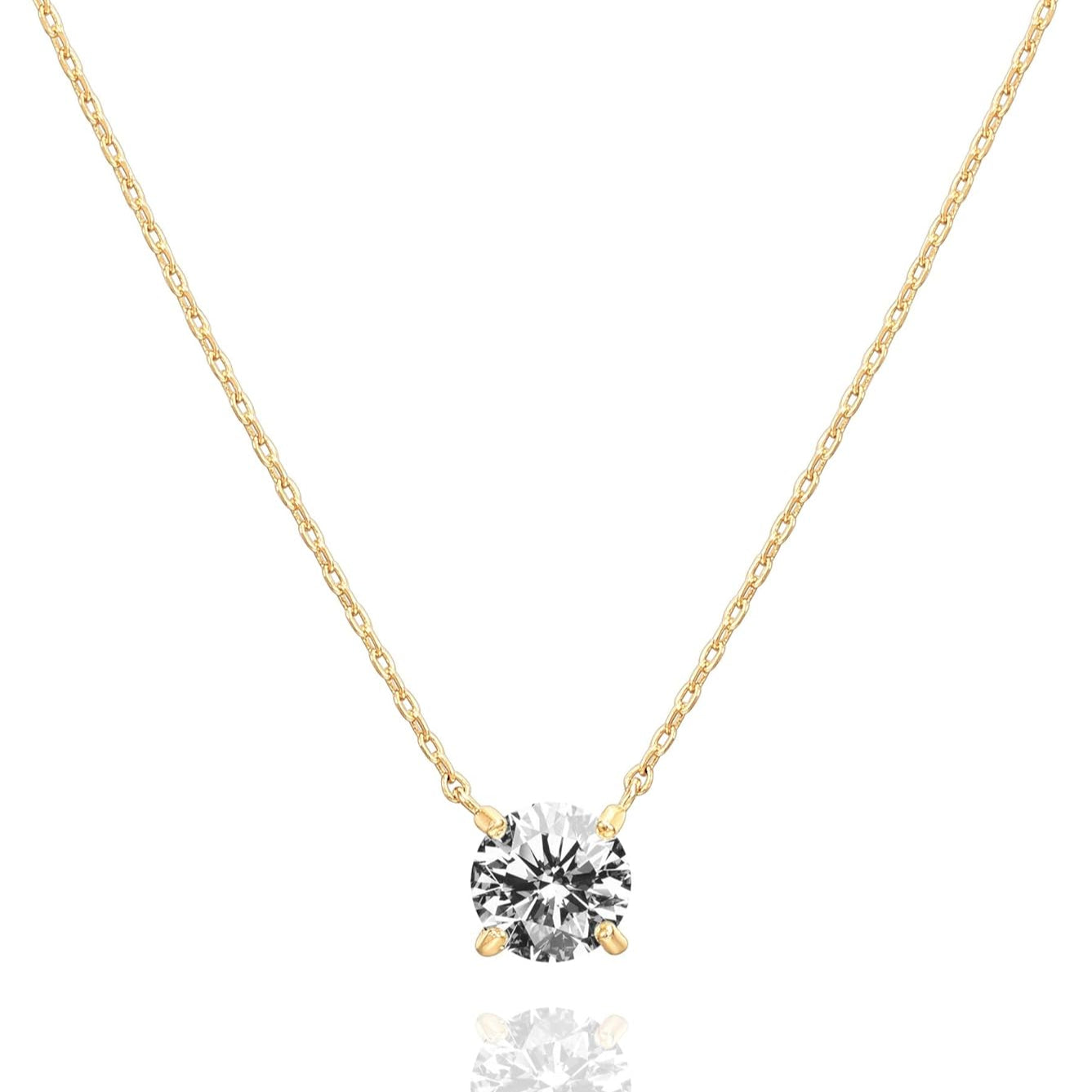 Crystal Solitaire Cubic Zirconia Dainty Choker Necklace
