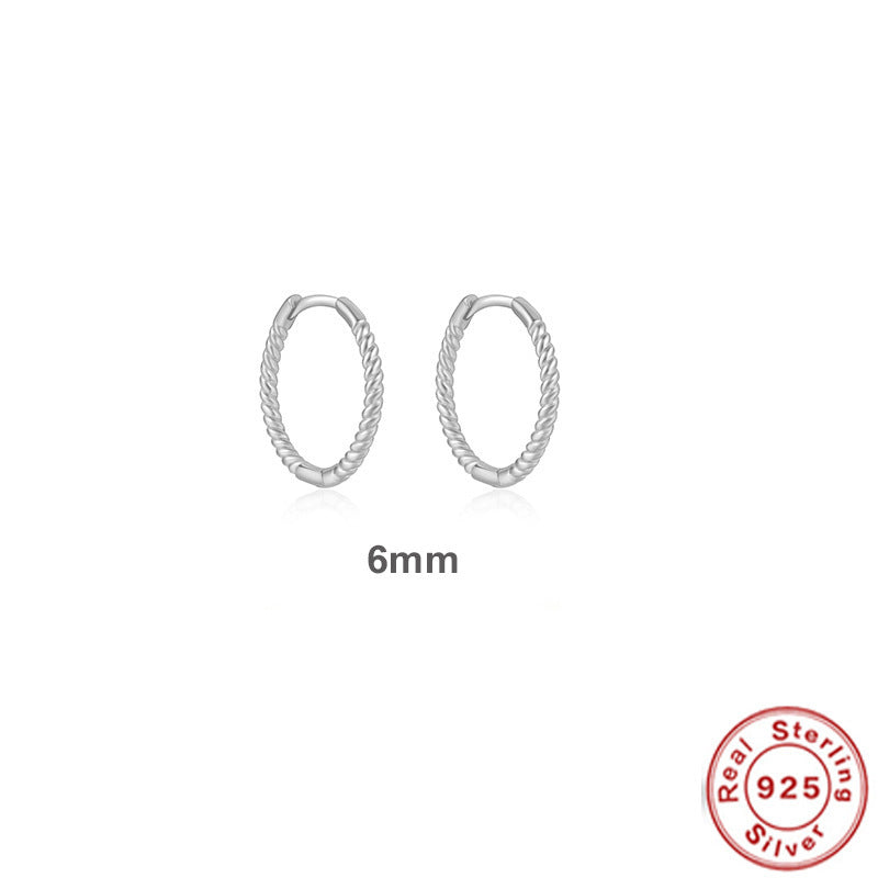 Twist Huggies Hoop Earrings 925 Sterling Silver Gift for Her