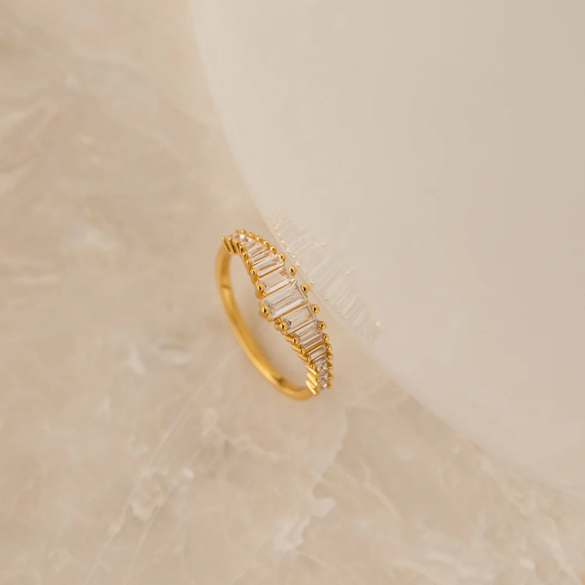 Art Deco Diamond Ring Minimalist • Vintage Style Cocktail Ring in Gold • Crystal Chandelier Engagement Ring, Gift for Her