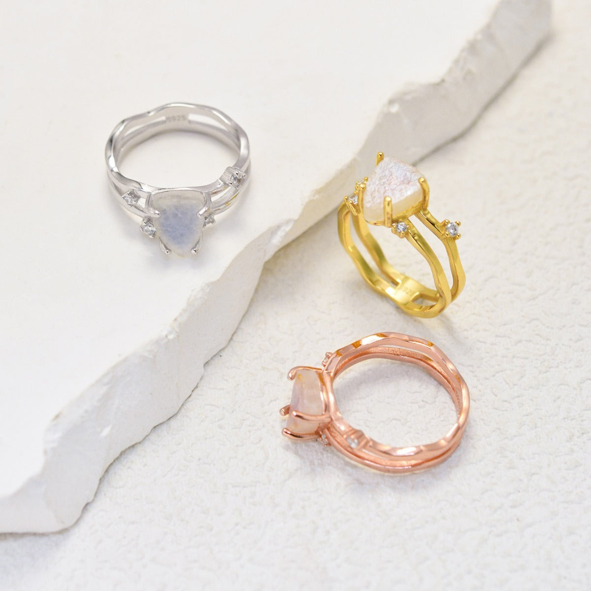 Triangle Moonstone Ring