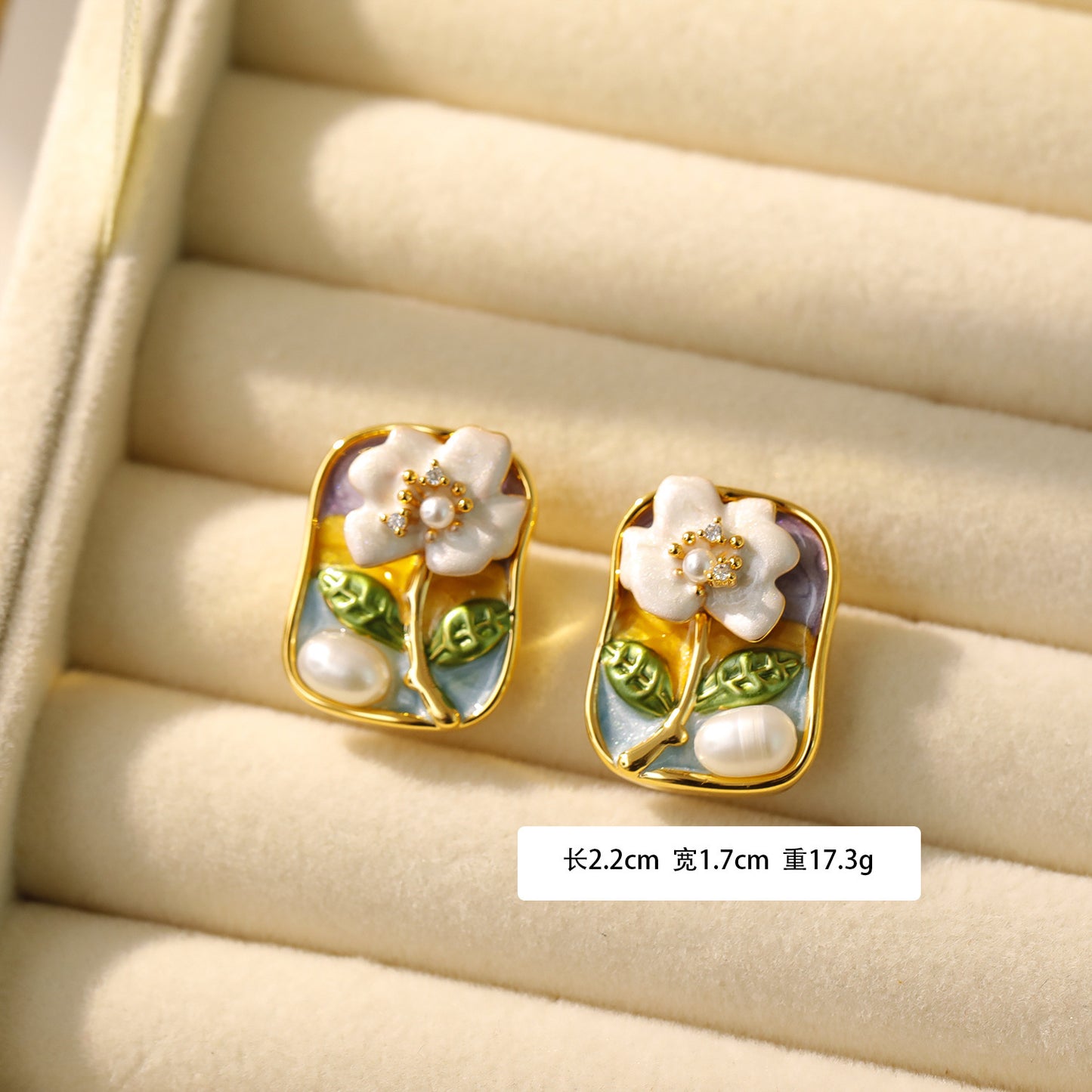 Oil Painting Style Earrings, Pearl Earrings For Women