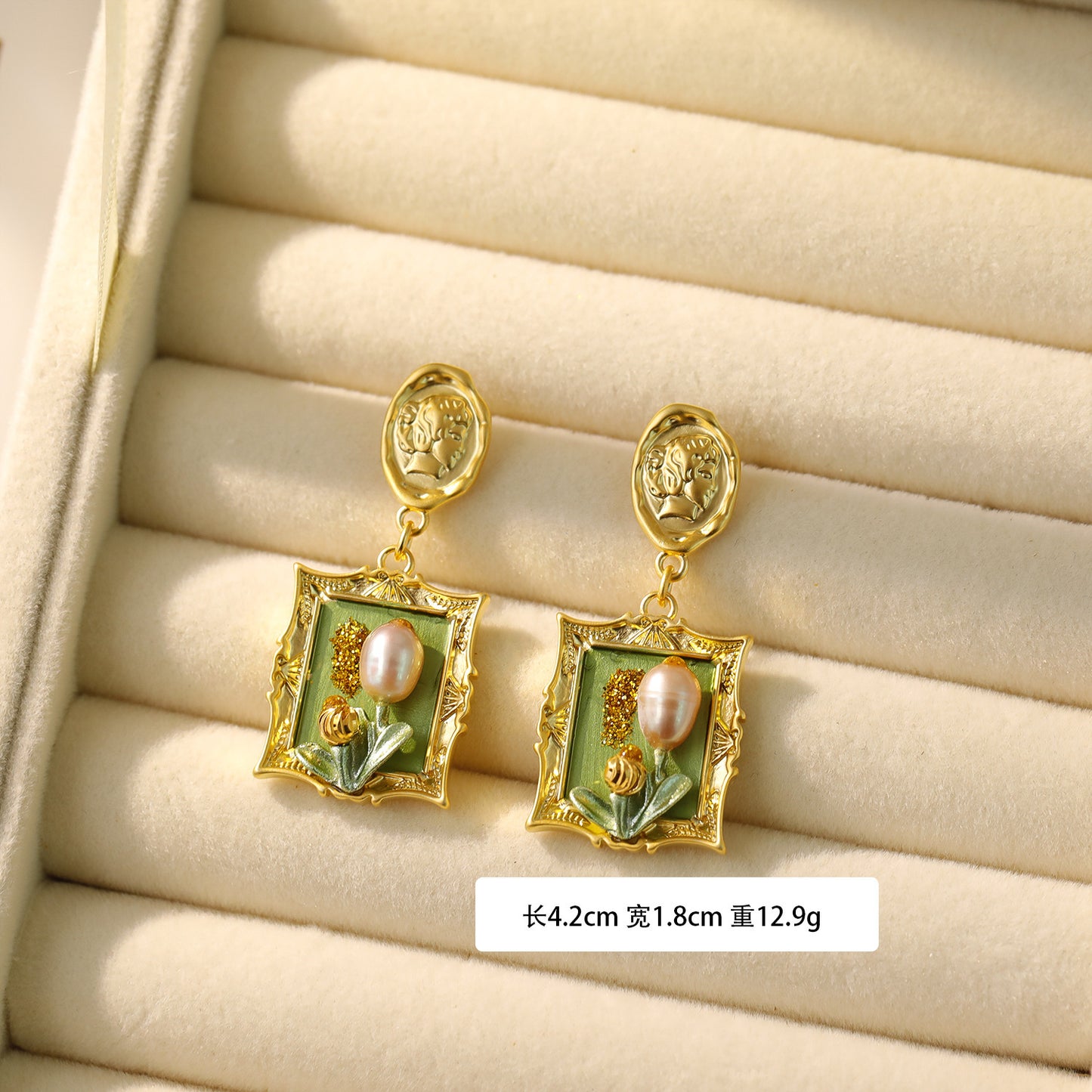 Oil Painting Style Earrings, Pearl Earrings For Women