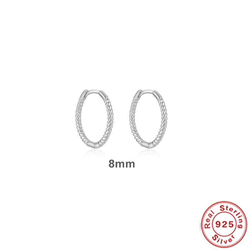 Twist Huggies Hoop Earrings 925 Sterling Silver Gift for Her
