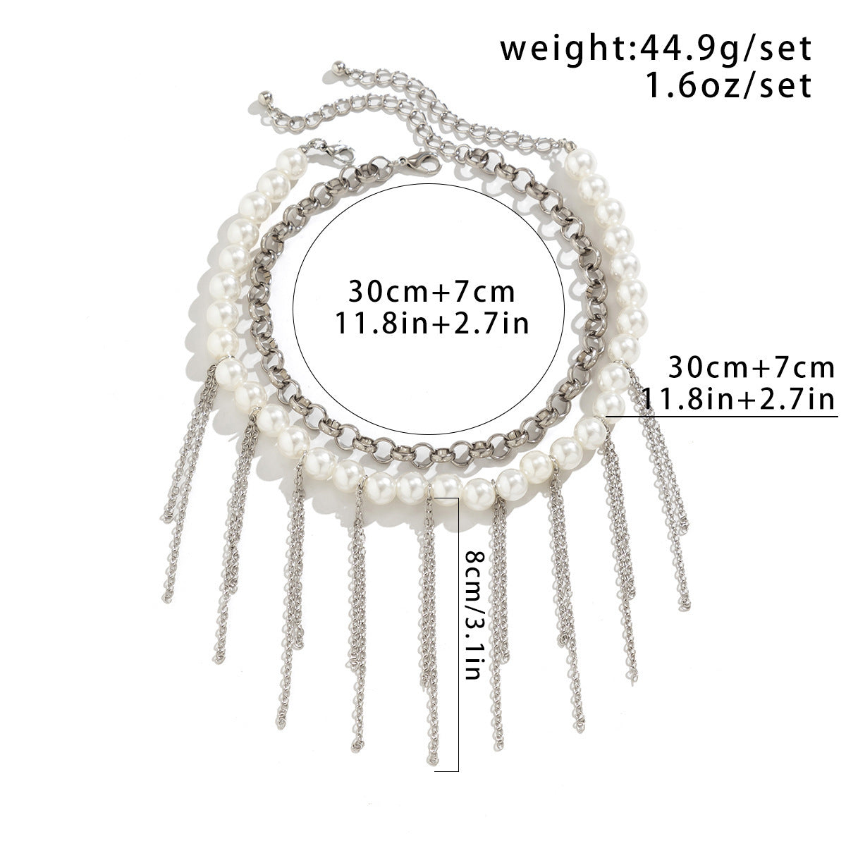 Pearl Tassel Fun Design Double-layer Retro Necklace