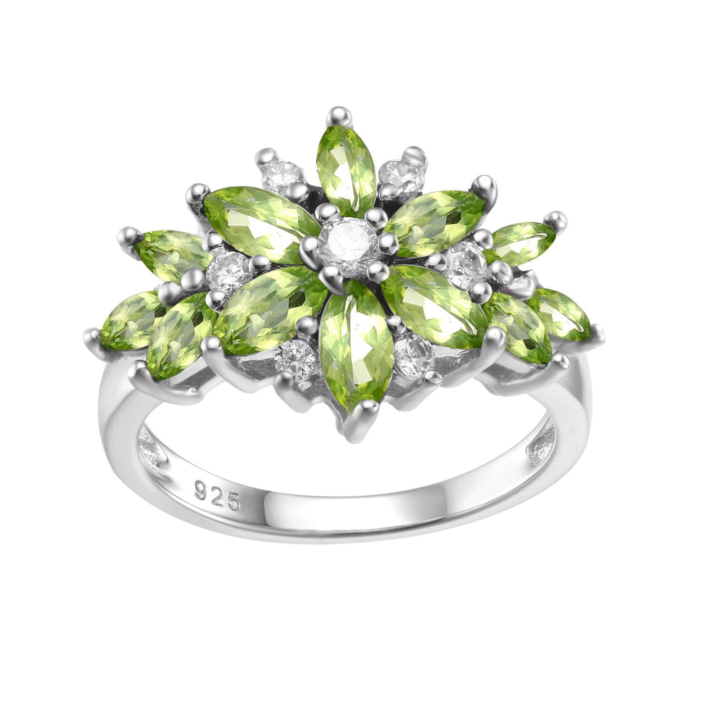 925 Silver Floral Promise Ring | Natural Gemstone Engagement Ring for Women | Small Fresh Style