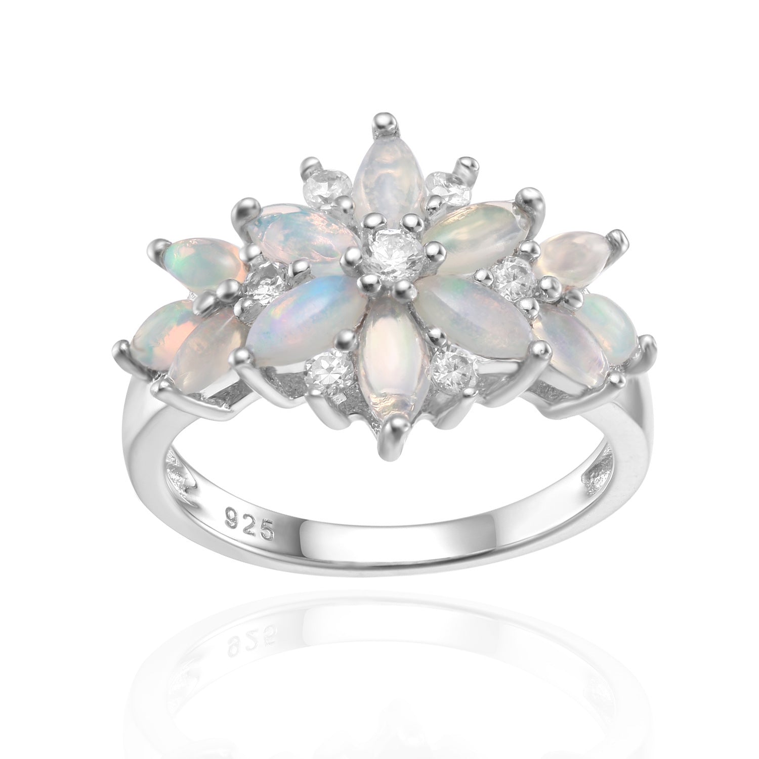 925 Silver Floral Promise Ring | Natural Gemstone Engagement Ring for Women | Small Fresh Style