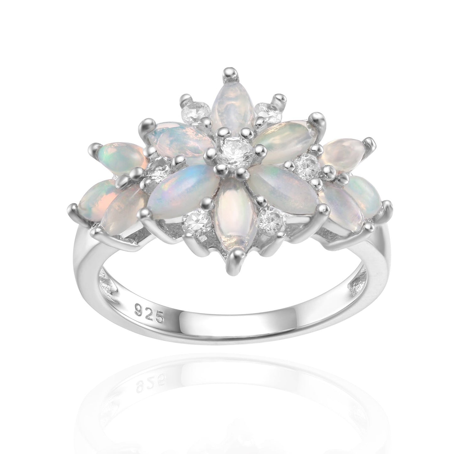 925 Silver Floral Promise Ring | Natural Gemstone Engagement Ring for Women | Small Fresh Style