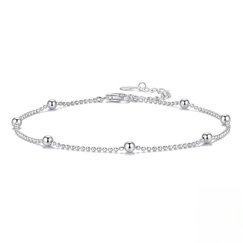 925 Sterling Silver Bead Necklace Anklet Gift For Her