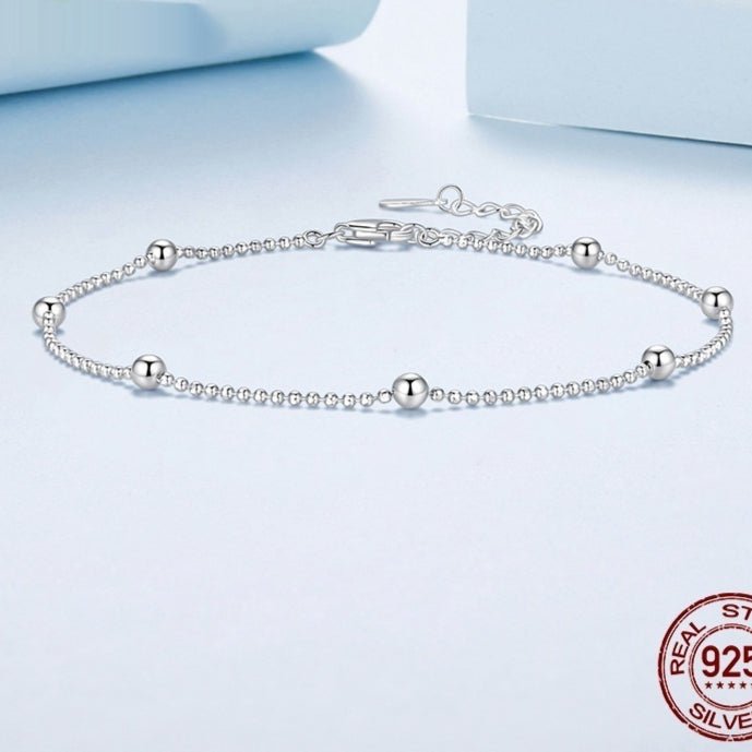 925 Sterling Silver Bead Necklace Anklet Gift For Her