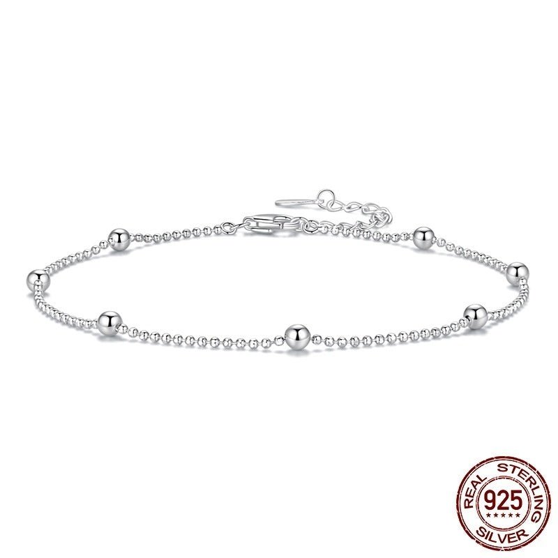 925 Sterling Silver Bead Necklace Anklet Gift For Her
