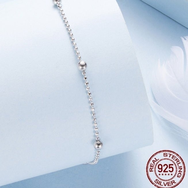 925 Sterling Silver Bead Necklace Anklet Gift For Her