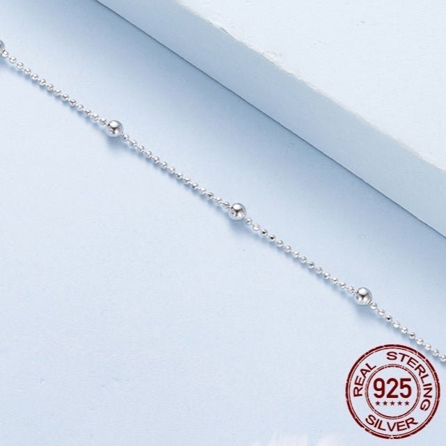 925 Sterling Silver Bead Necklace Anklet Gift For Her