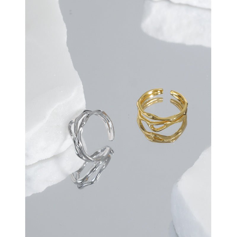 925 Sterling Silver Chunky Wave Statement Ring - Boho Style Jewelry for Her