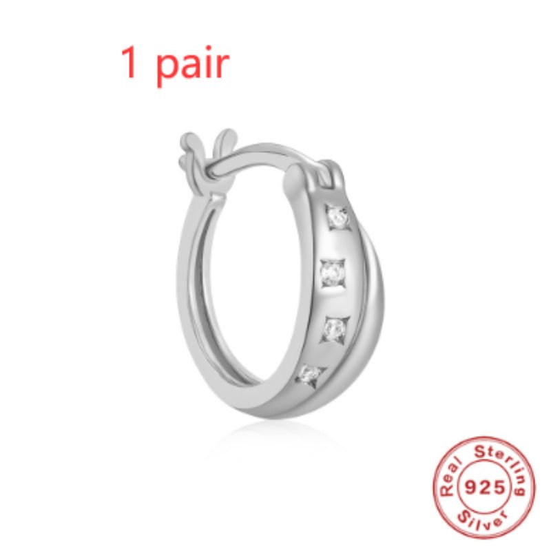 Star Huggie Hoop Earrings in 925 Sterling Silver | Diamond-Accented