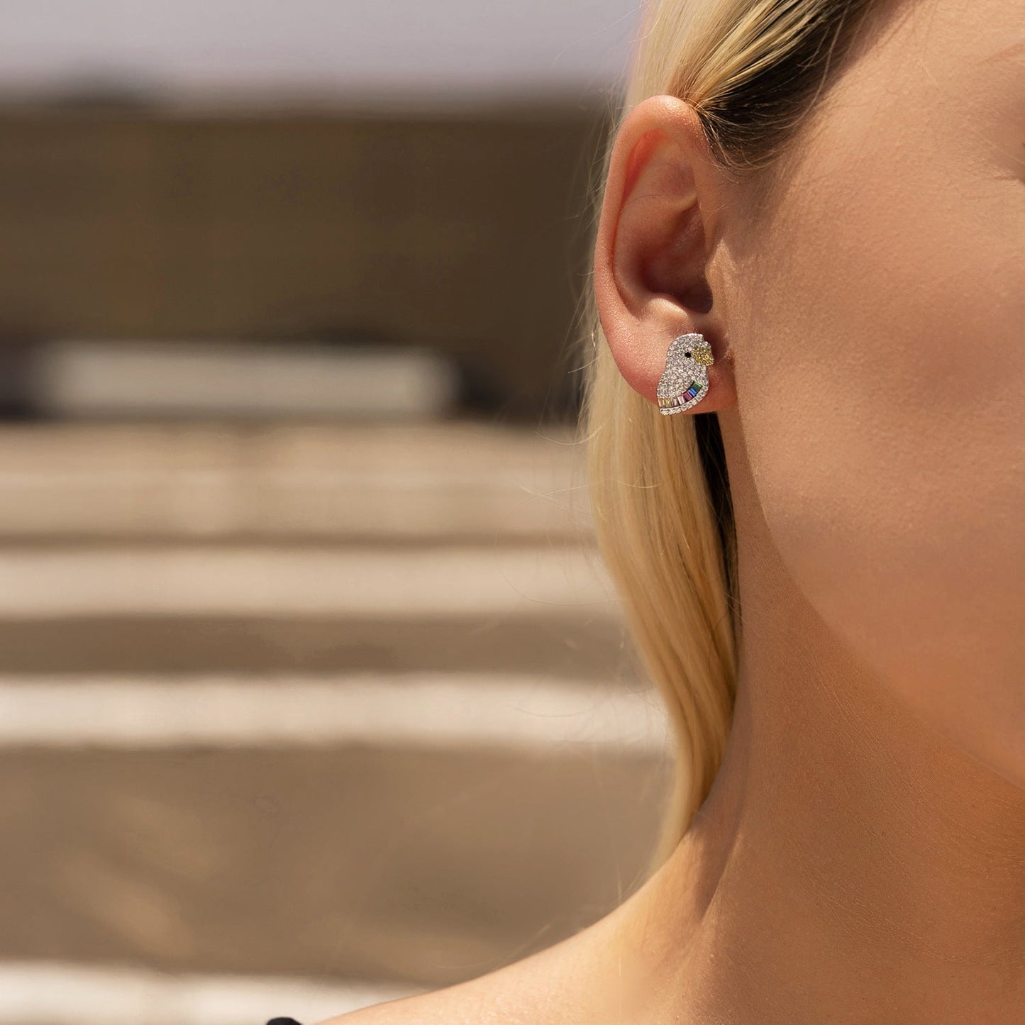925 Sterling Silver Pamine Color Scheme Parrot Zodiac Stud Earrings