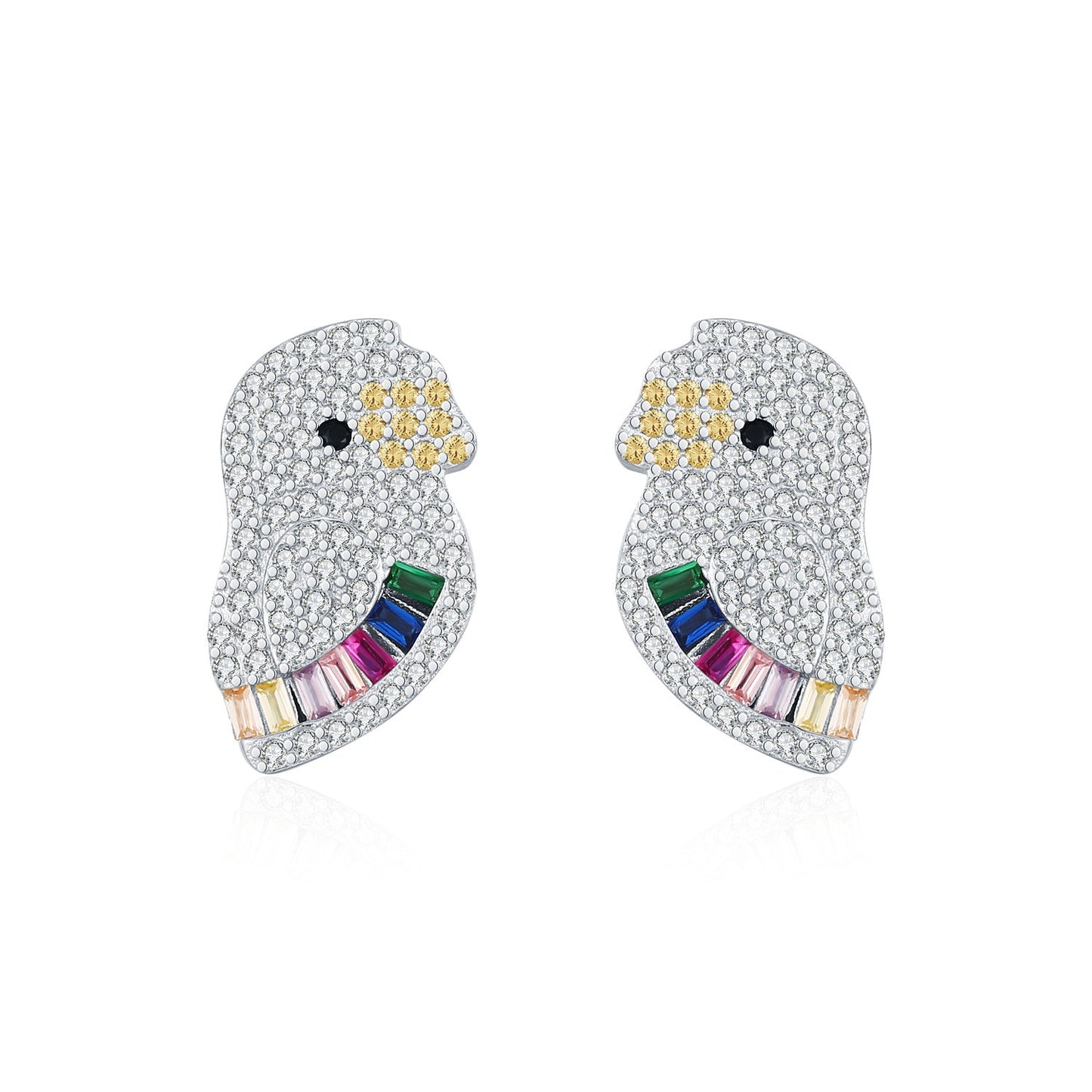 925 Sterling Silver Pamine Color Scheme Parrot Zodiac Stud Earrings