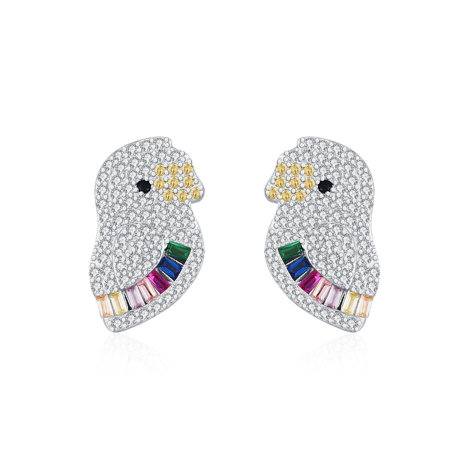 925 Sterling Silver Pamine Color Scheme Parrot Zodiac Stud Earrings