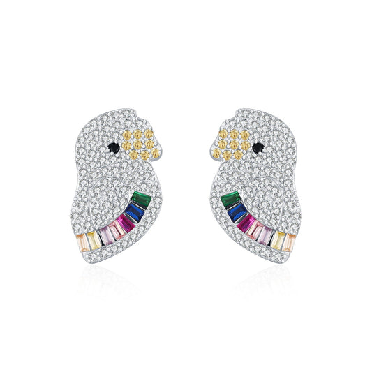 925 Sterling Silver Pamine Color Scheme Parrot Zodiac Stud Earrings