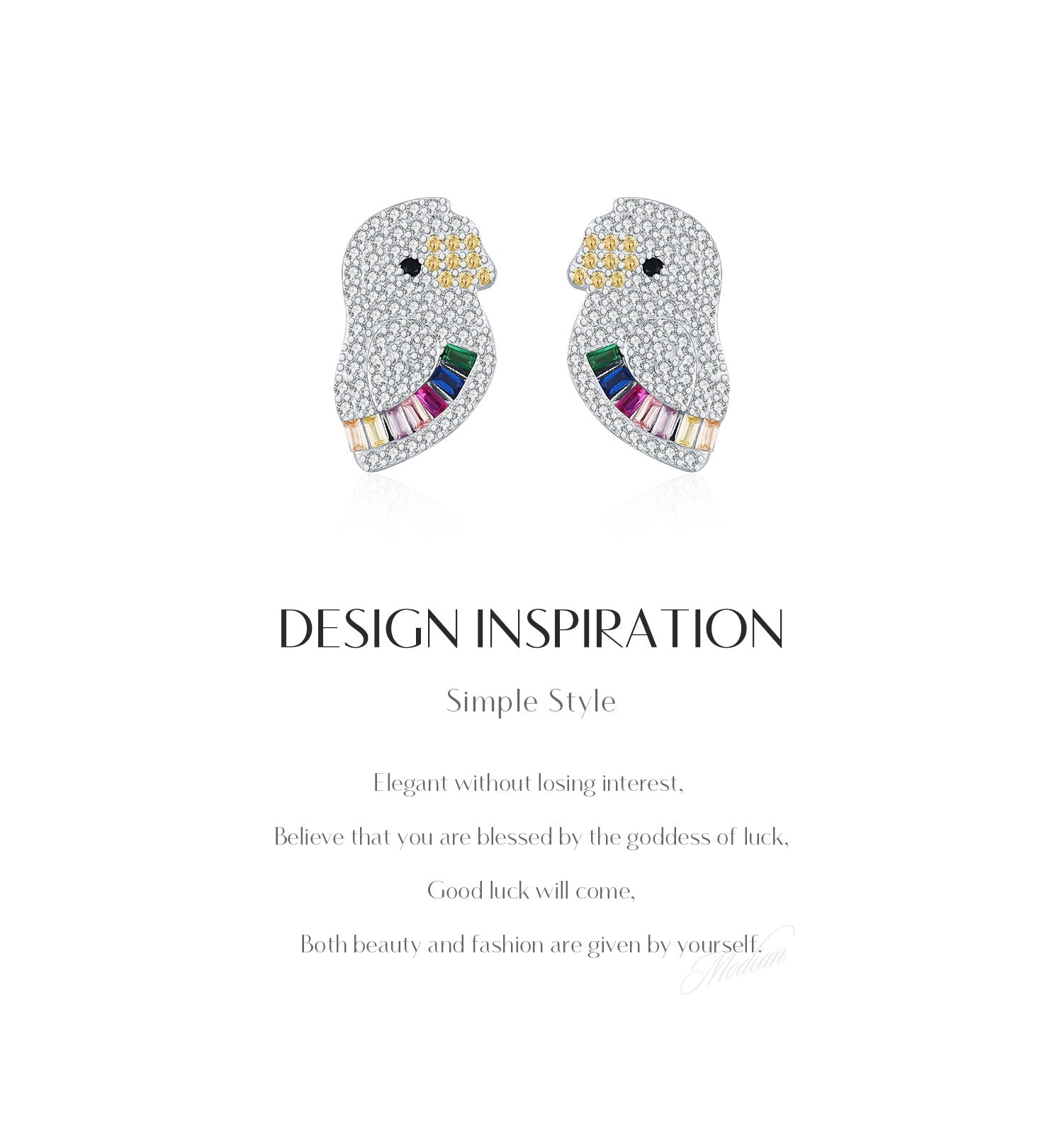 925 Sterling Silver Pamine Color Scheme Parrot Zodiac Stud Earrings
