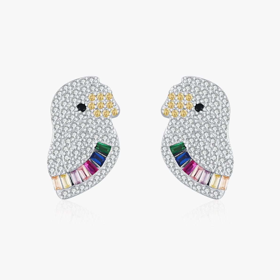 925 Sterling Silver Pamine Color Scheme Parrot Zodiac Stud Earrings