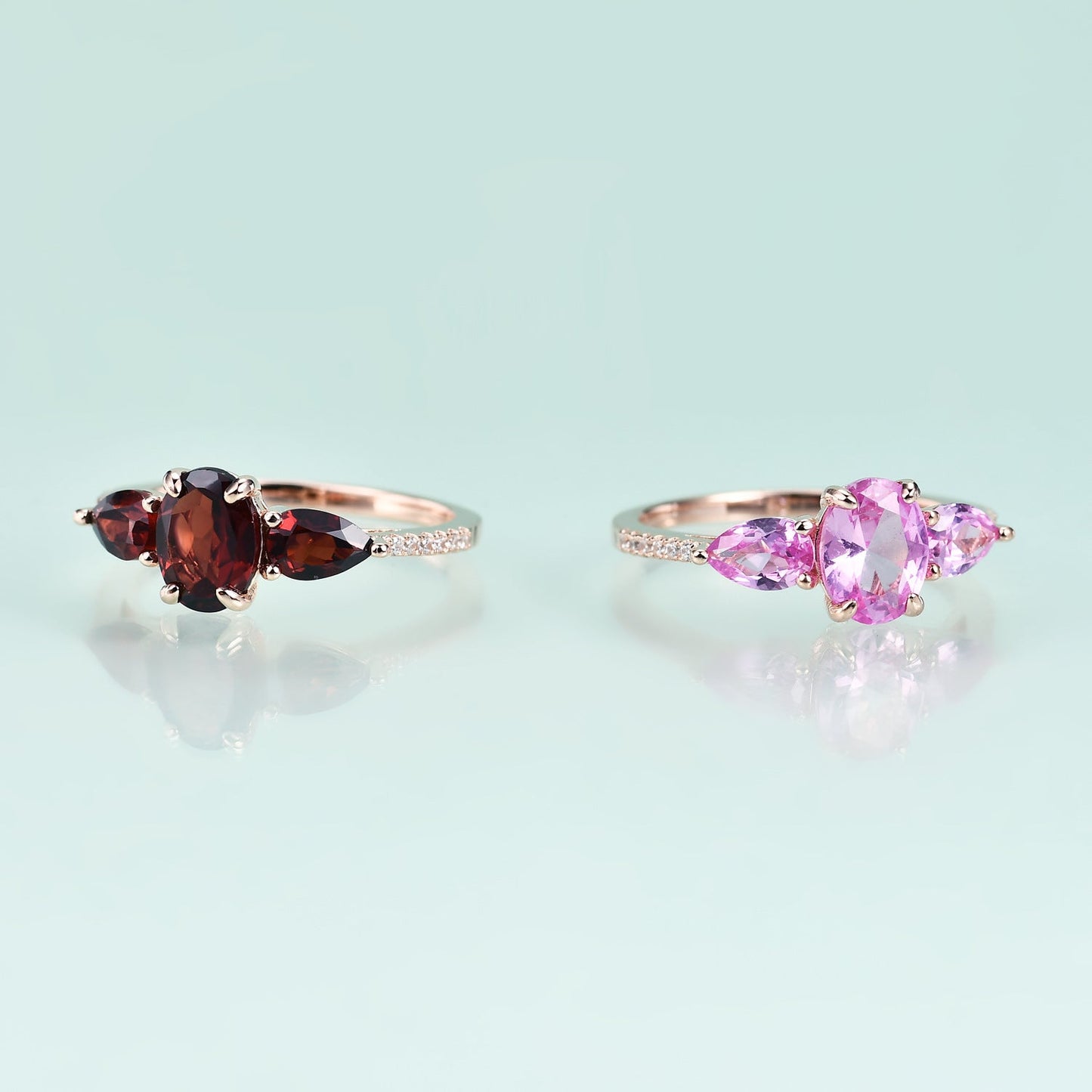 925 Sterling Silver Pink Corundum Ring Delicate Colored Gemstone Ring Gift for her