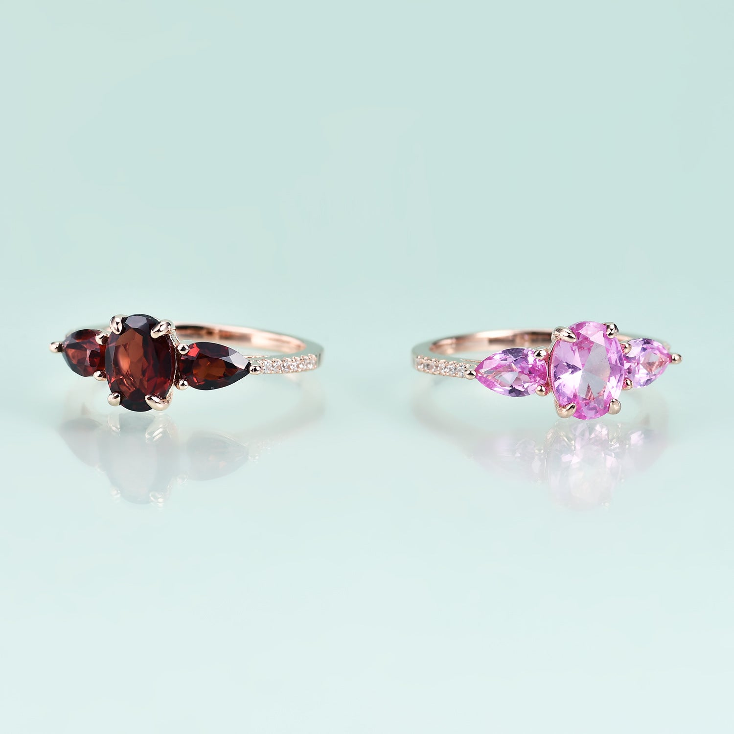 925 Sterling Silver Pink Corundum Ring Delicate Colored Gemstone Ring Gift for her