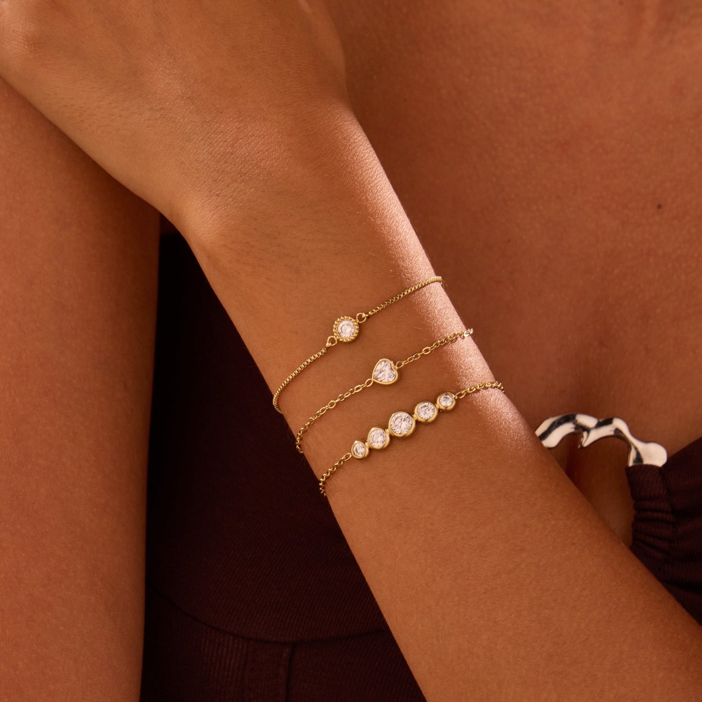 Love Zircon Bracelet 18k Gold Plated Stainless Steel