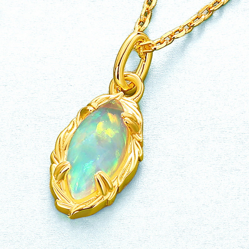 Marquise Solitaire Opal Necklace