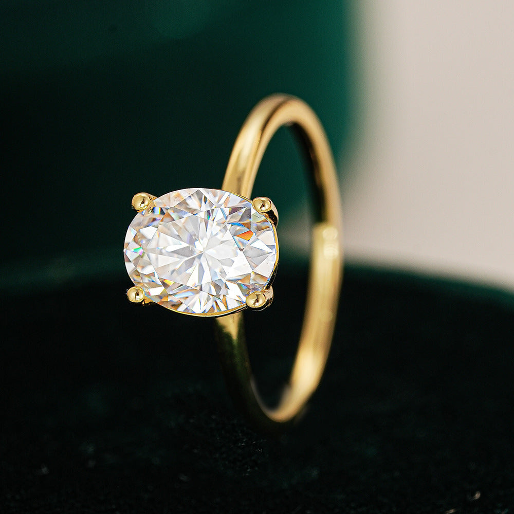 Oval Solitaire Moissanite Engagement Ring 925 Sterling Silver Gift for Her