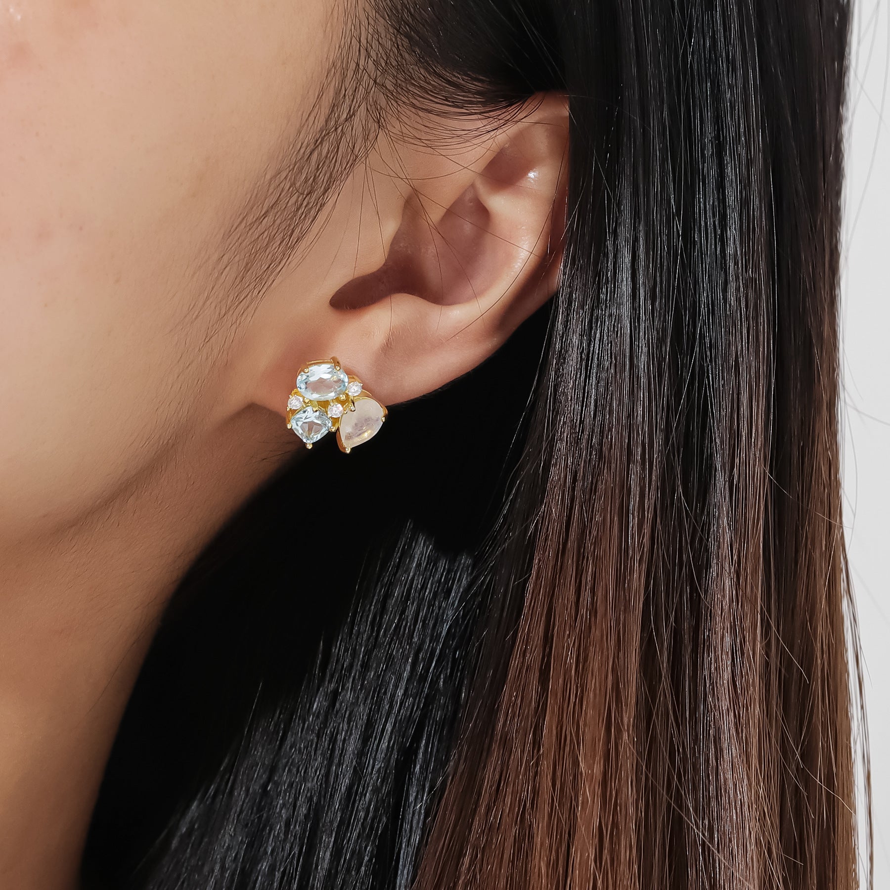 Peridot Natural Topaz Studs 925 Sterling Silver Amethyst Earrings Gift For her