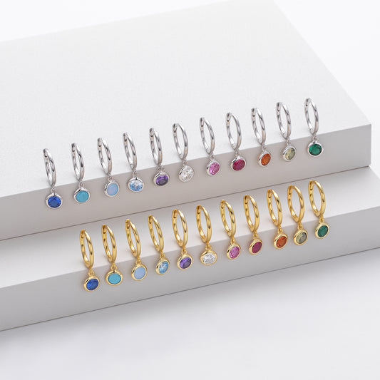 Birthstone Earrings in Sterling Silver Personalized Birthstone Jewelry Birthday Gift, Gift for Her