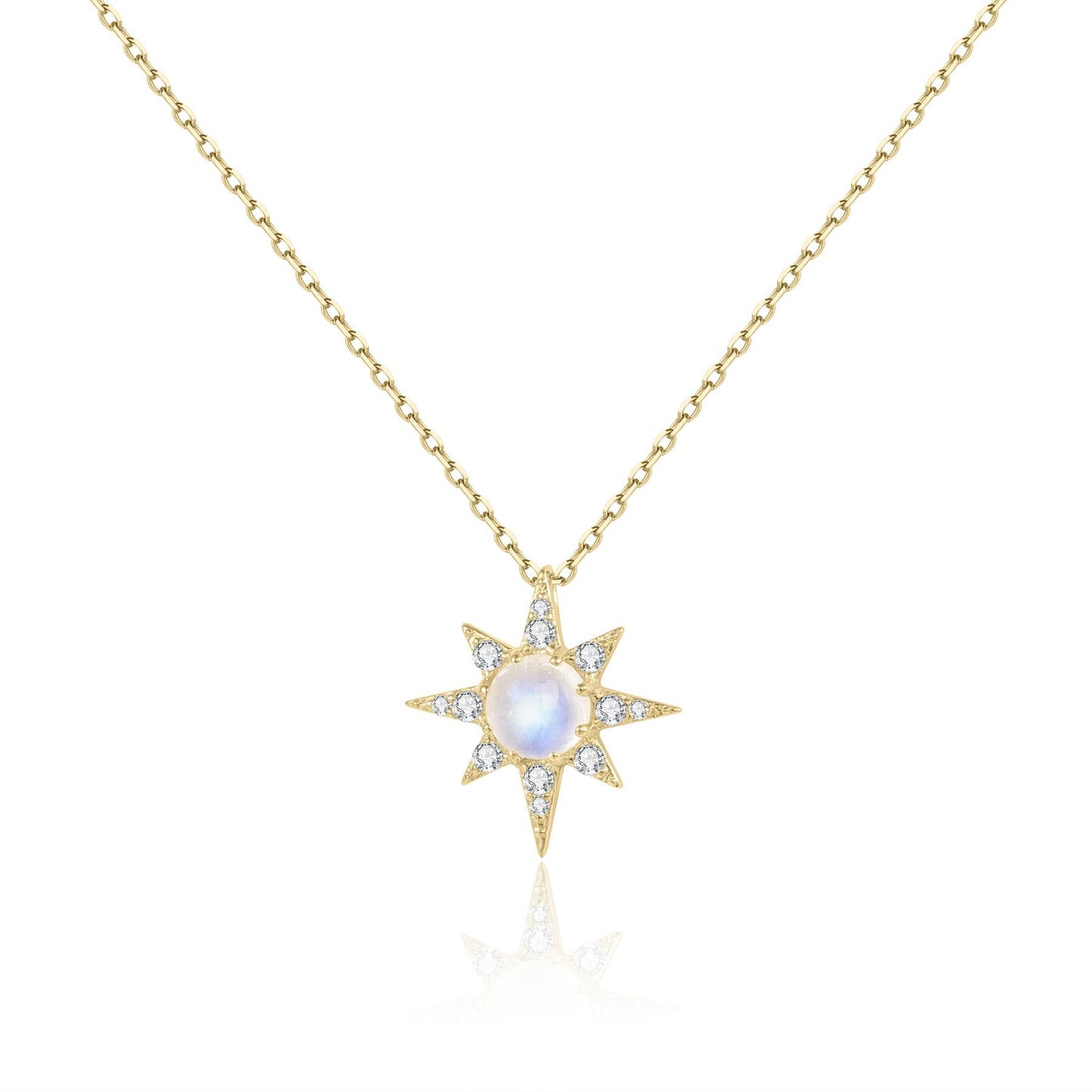 Sun Natural Cream Blue Moonstone Pendant Necklace