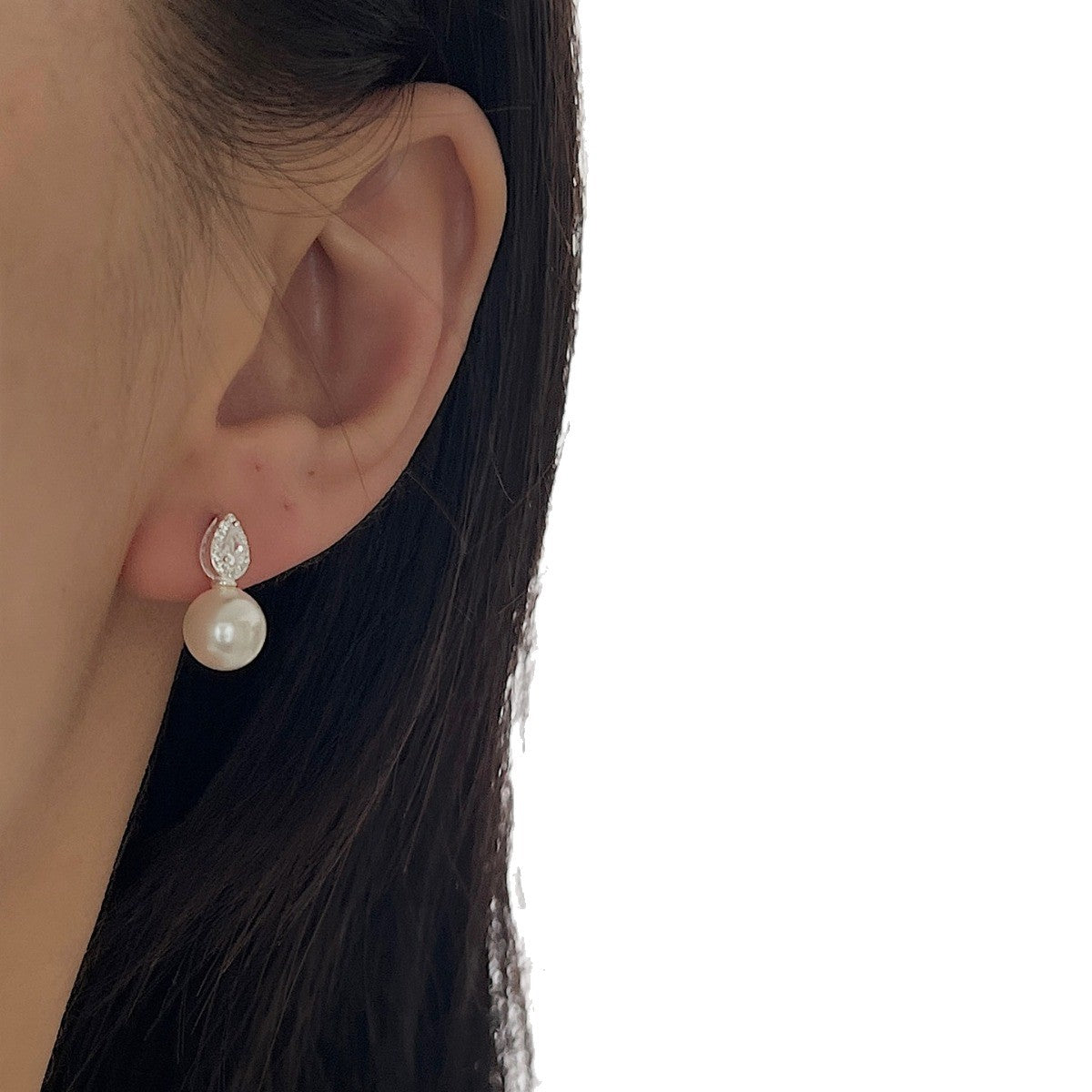 Sterling Silver Pearl Stud Earrings Drop Wedding Bridal Engagement Gift for Mom