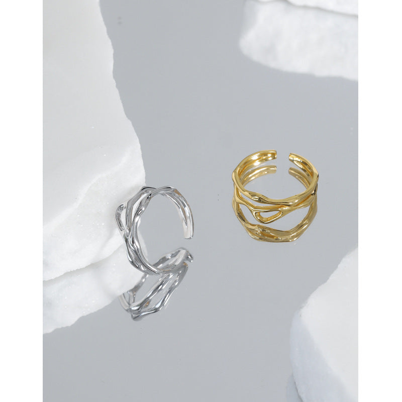 925 Sterling Silver Wave Ring - Boho Style Jewelry