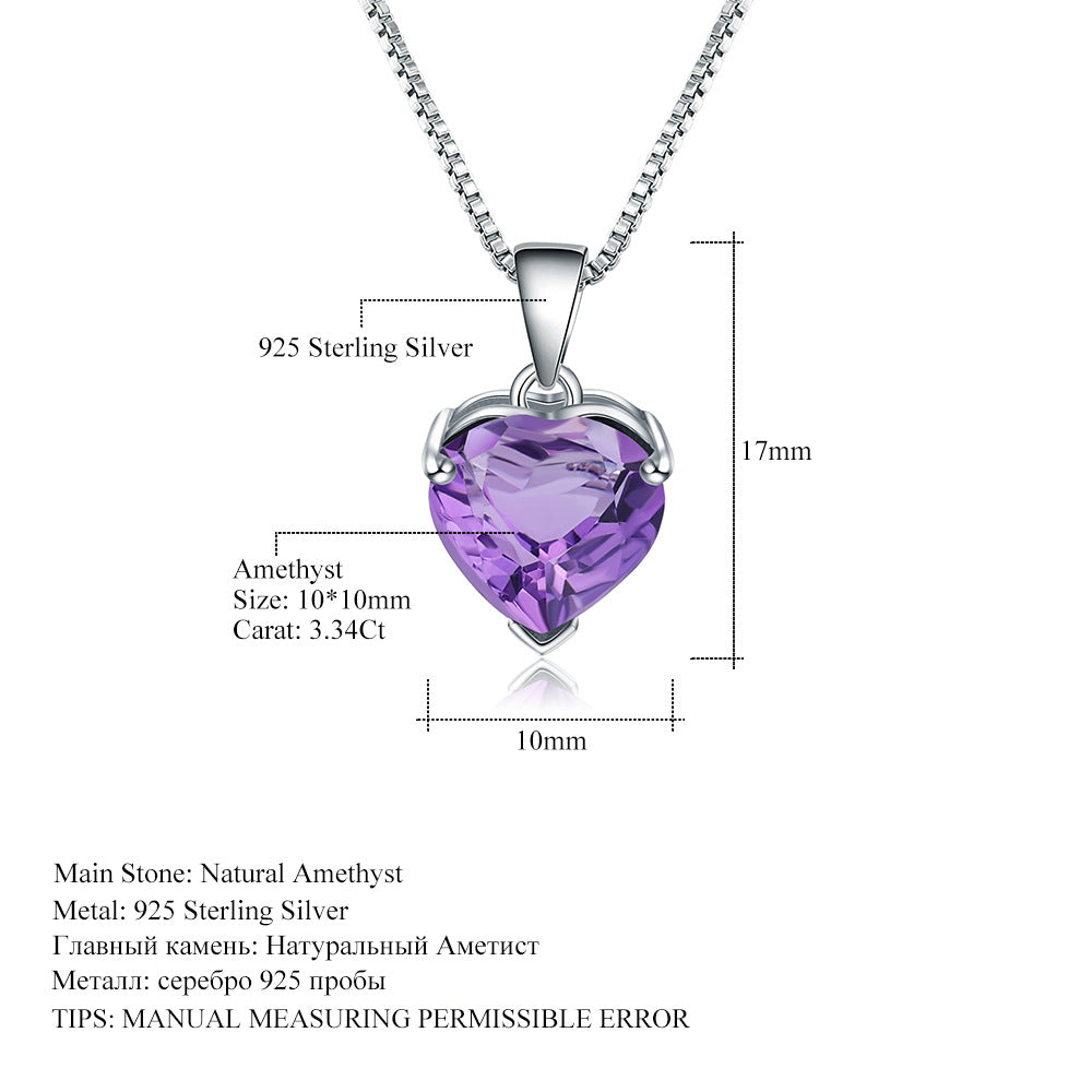 Love Topaz | Amethyst | Garnet Pendant Necklace 925 Sterling Silver Natural Colored Treasure Pendant