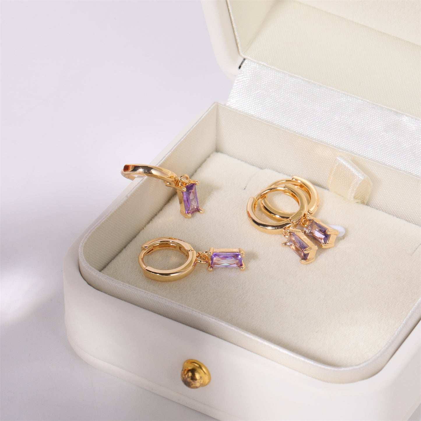 14k Gold Plated Hoop Earrings with Gemstone Birthstone Earrings Huggie Birtstone Earrings Perfect Jewelry Gift for Mom Present Valentine's Day Gift