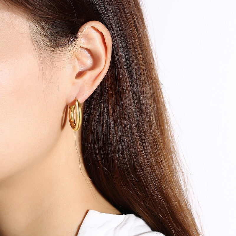 Round Hoop Earrings 925 Sterling Silver Shiny Hoops Handmade with Love