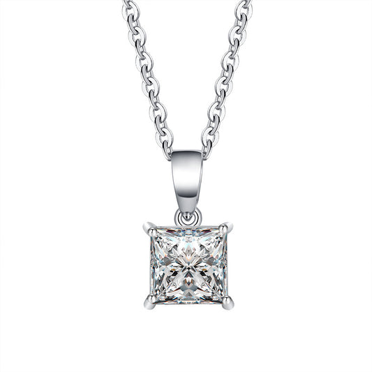 Princess Cut Moissanite Solitaire Wedding Pendant, Square Moissanite Pendant Necklace, Solitaire Diamond Pendant Gift, Perfect Gift for Wife