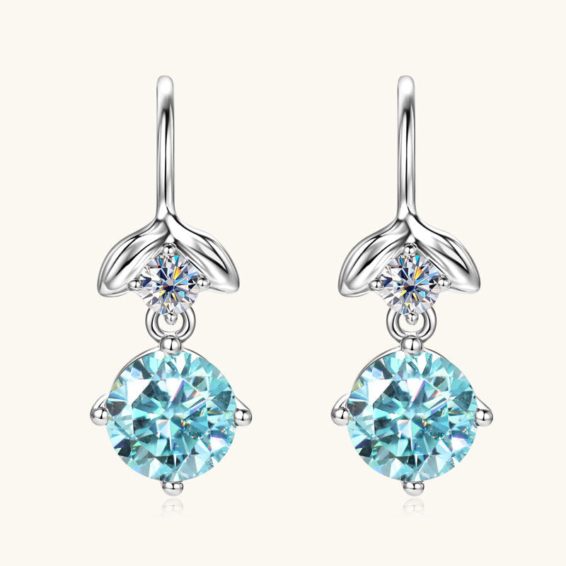 Blue Moissanite Dangle Drop Earrings 925 Silver Anniversary Gift for Her