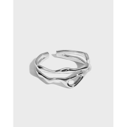 925 Sterling Silver Wave Ring - Boho Style Jewelry