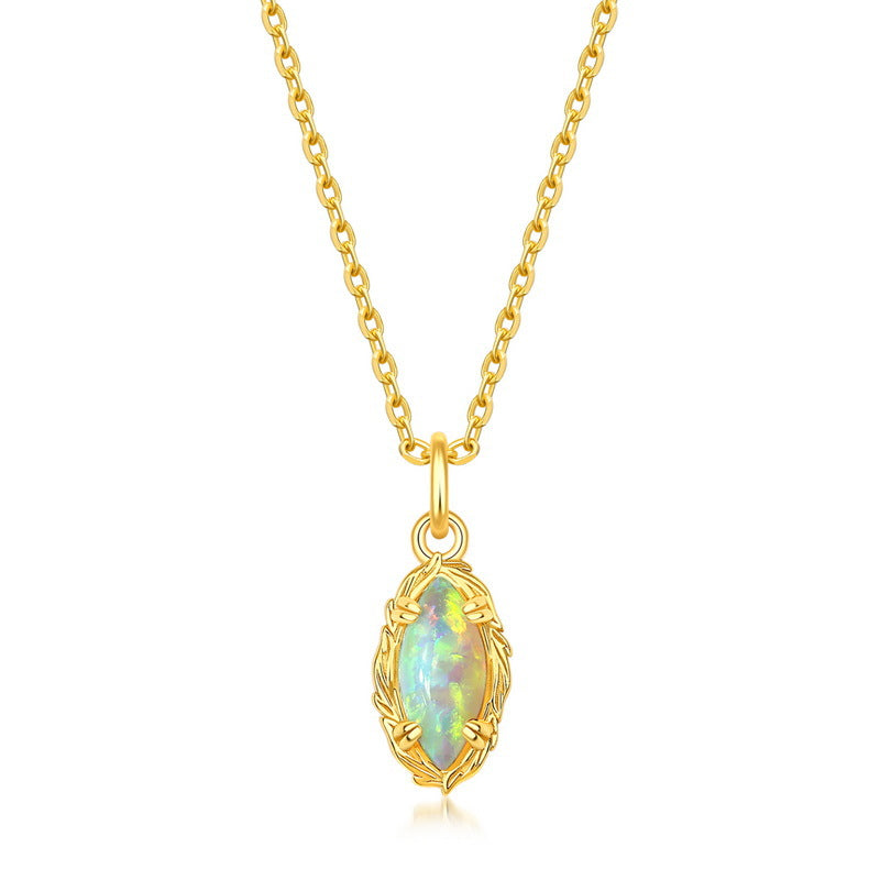 Marquise Opal Mecklace, Marquise Opal, Opal Necklace, Dainty Opal Necklace in Silver, Promise Necklace, Opal Necklace Gold