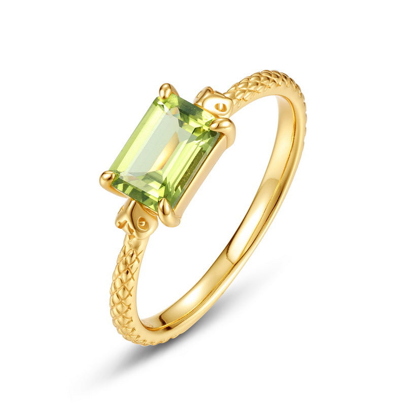 Peridot Baguette Ring August Birthstone Slim Stacking Ring Gift For Her