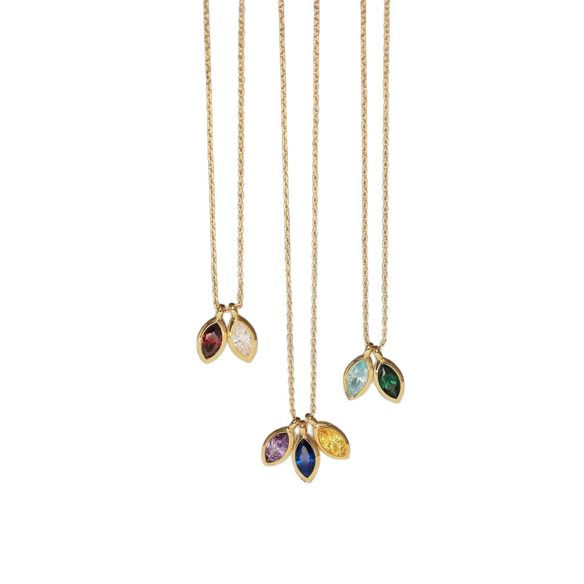 Custom Leaf Birthstone Necklace, Marquise Birthstone Necklace, Anniversary Family Gift, Birthday Gift, Grandma Gift,Mothers Day Gift for Her