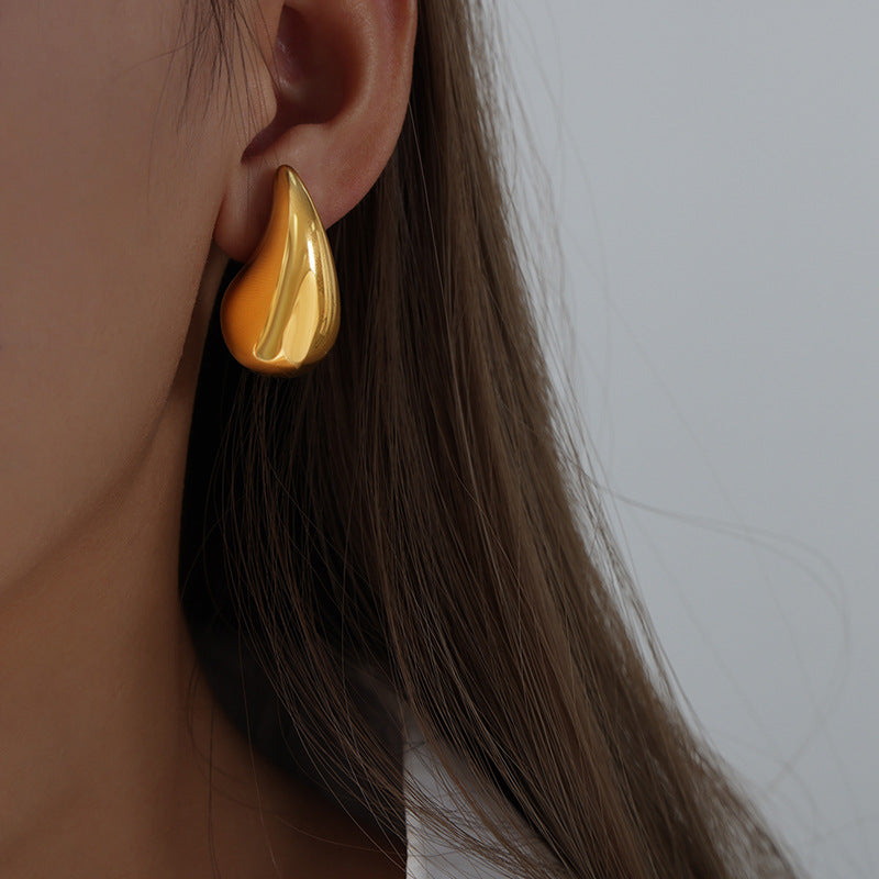 Large Teardrop Gold Earrings Trendy Waterdrop Chunky Statement Dome Gift for Her