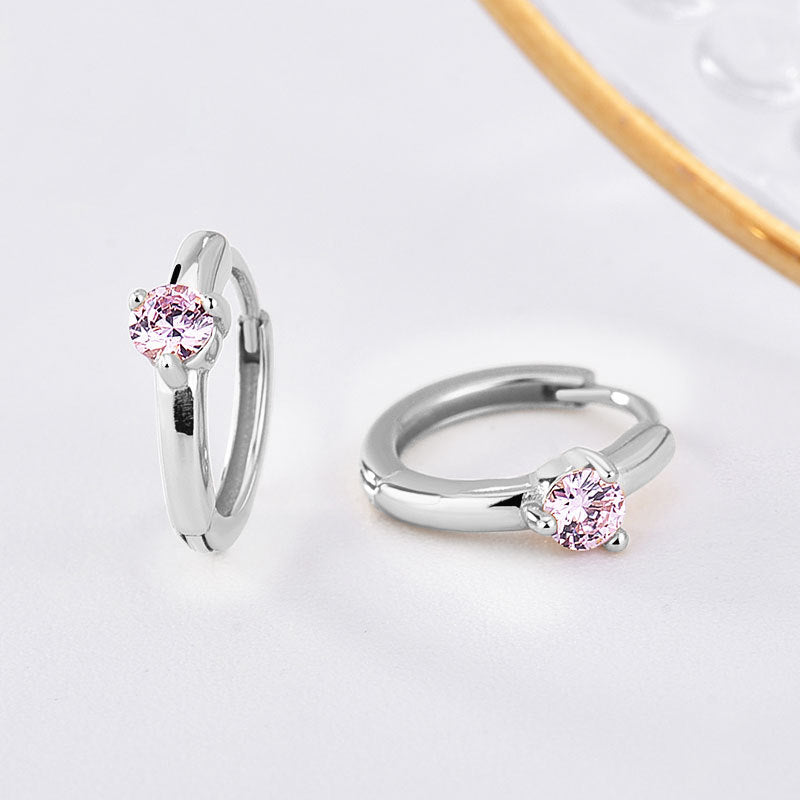 Custom Birthstone Hoop Earrings • Dainty Gold Birthstone Cubic Zirconia Huggie Earrings • Sterling Silver Friendship Jewelry • Best Friend Gift