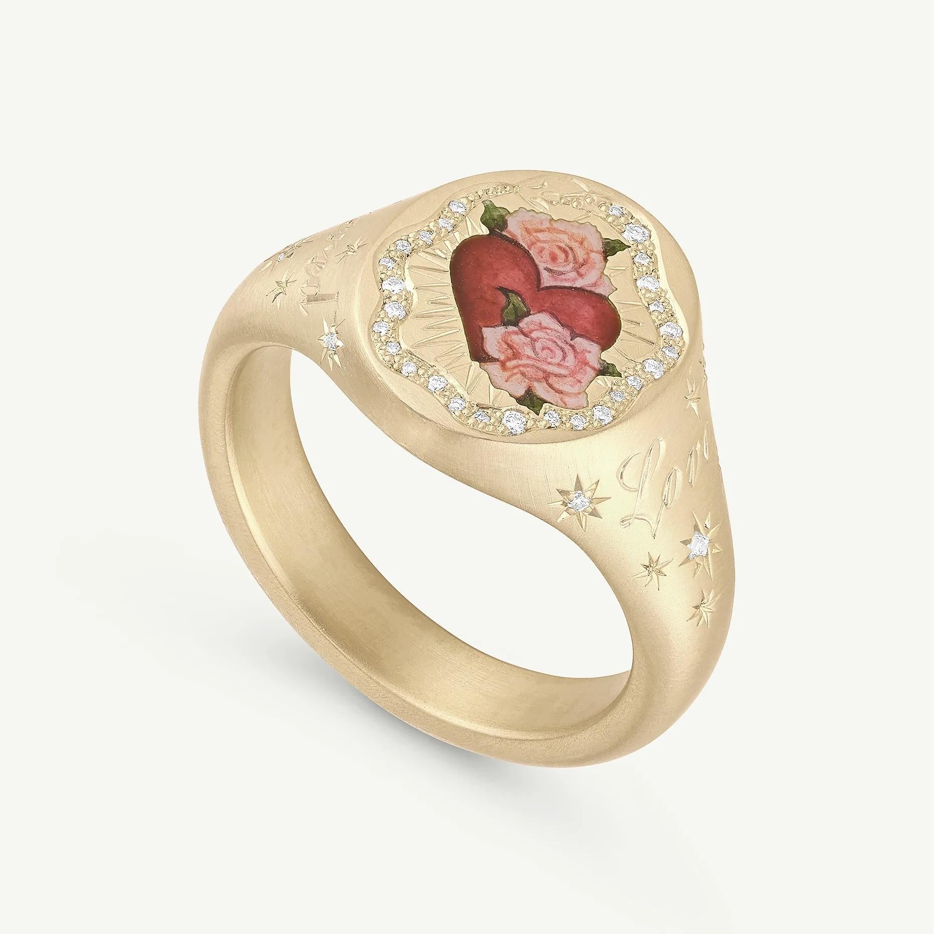 Whimsical Floral Rabbit & Butterfly Statement Ring | Colorful Painted Stainless Steel