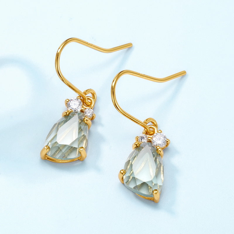 Irregular Crystal Dangle Drop Earrings in 925 Sterling Silver