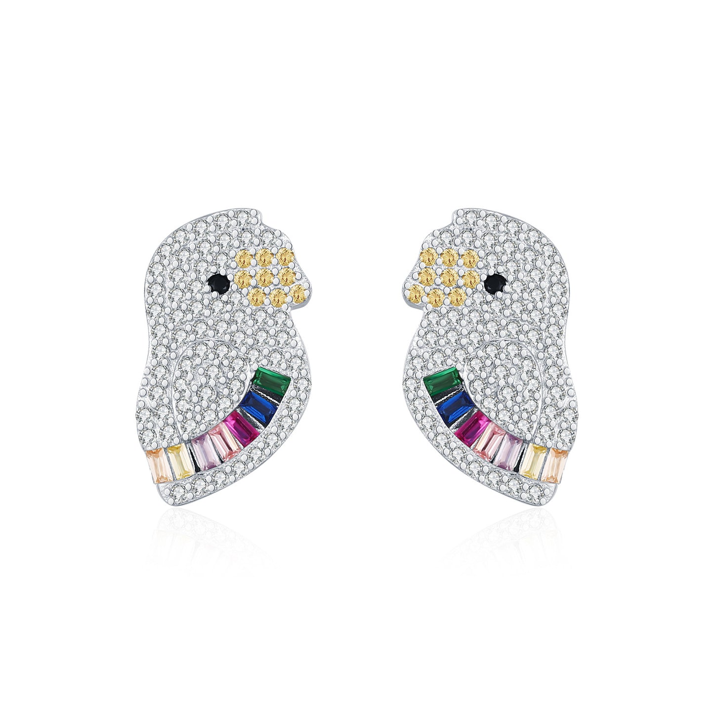 925 Sterling Silver Pamine Color Scheme Parrot Zodiac Stud Earrings