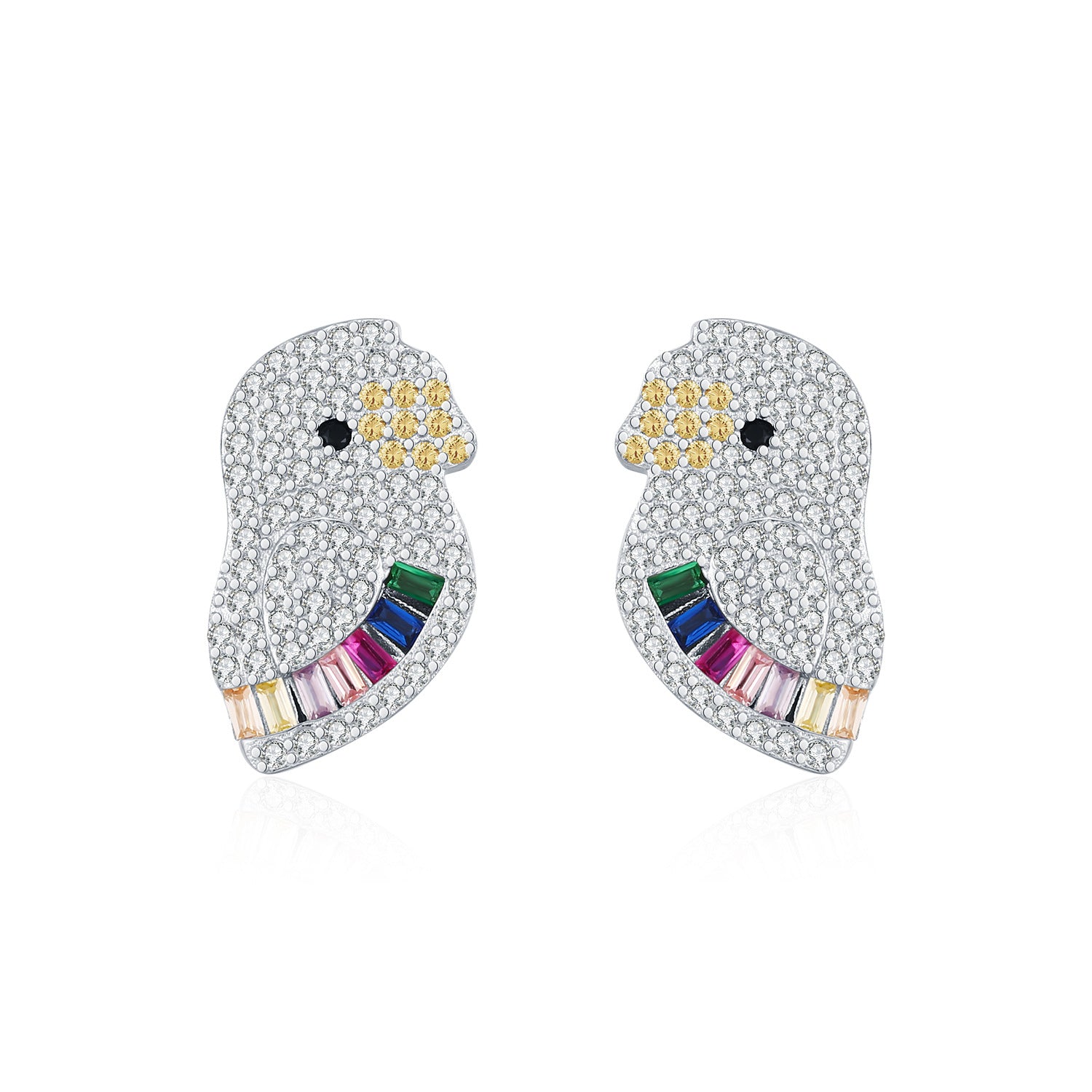 925 Sterling Silver Pamine Color Scheme Parrot Zodiac Stud Earrings